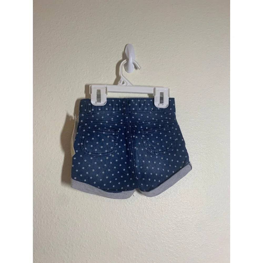 NWT Oshkosh Bgosh Genuine Kids Star Denim Blue Jean Shorts Patriotic Girls 2T